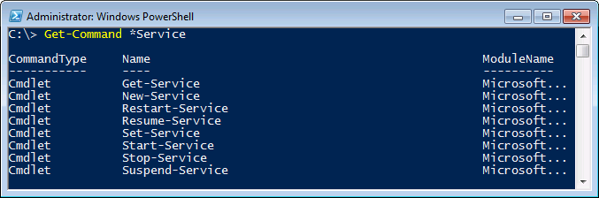 Output from 'Get-Command *Service'